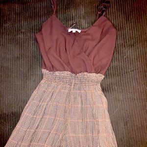 Brown plaid jumpsuit
